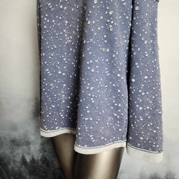 Oddi Distressed Cold-Shoulder Scoop Neck Blue Lace Sweater | Women's Large - Picture 3 of 11